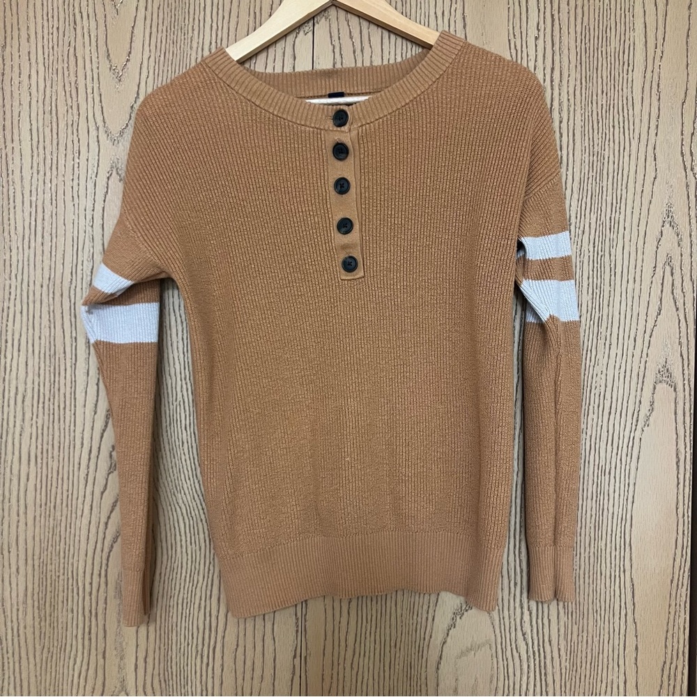 American Eagle Outfitters Tan Sweater with Stripe Detail